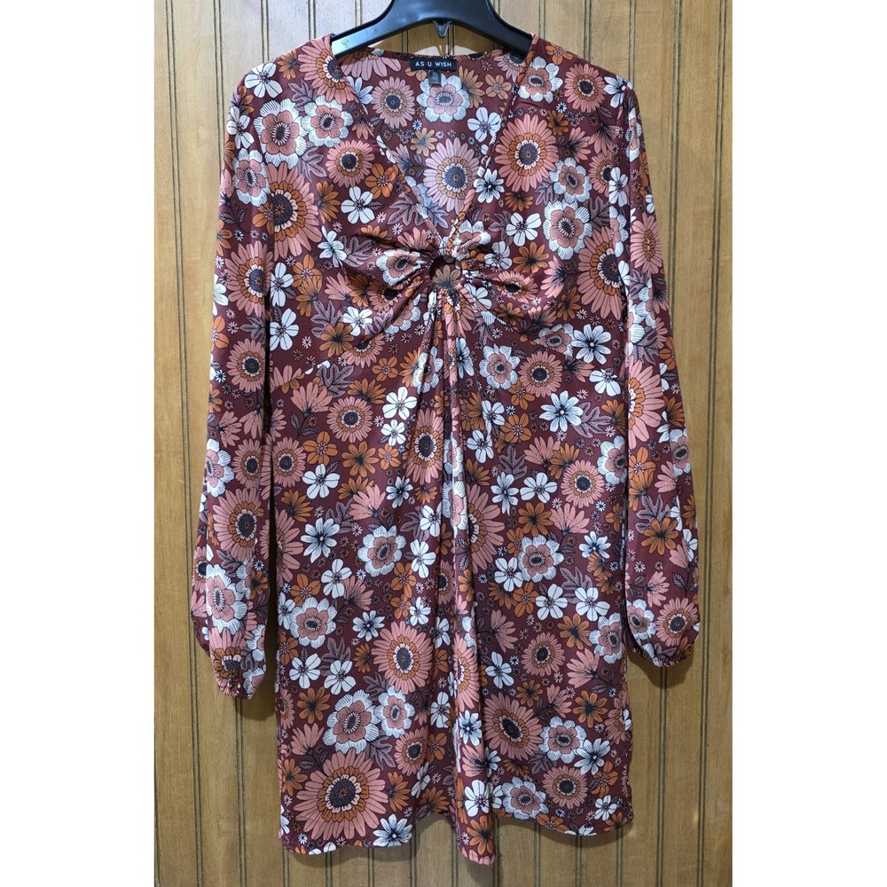 As You Wish Dress Women Sz XL Floral Long‎ Sleeve Hippie Boho Cottagecore